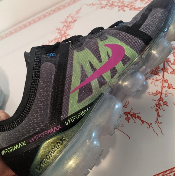 Nike Air Vapormax 2019 Black, Fuchsia, Lime Premium Men's 12 AT6810-001 - Picture 10 of 16